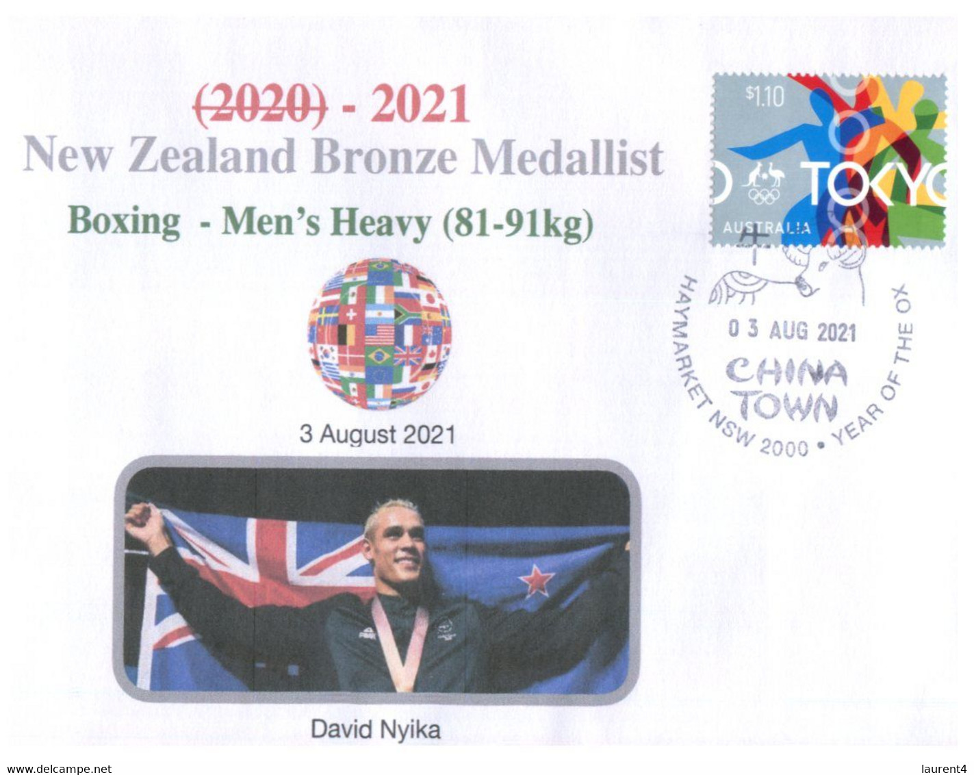 (XX 18 A) 2020 Tokyo Summer Olympic Games - New Zealand Bronze Medal 3-8-2021 - Boxing - Men's Heavy (new Olympic Stamp) - Eté 2020 : Tokyo