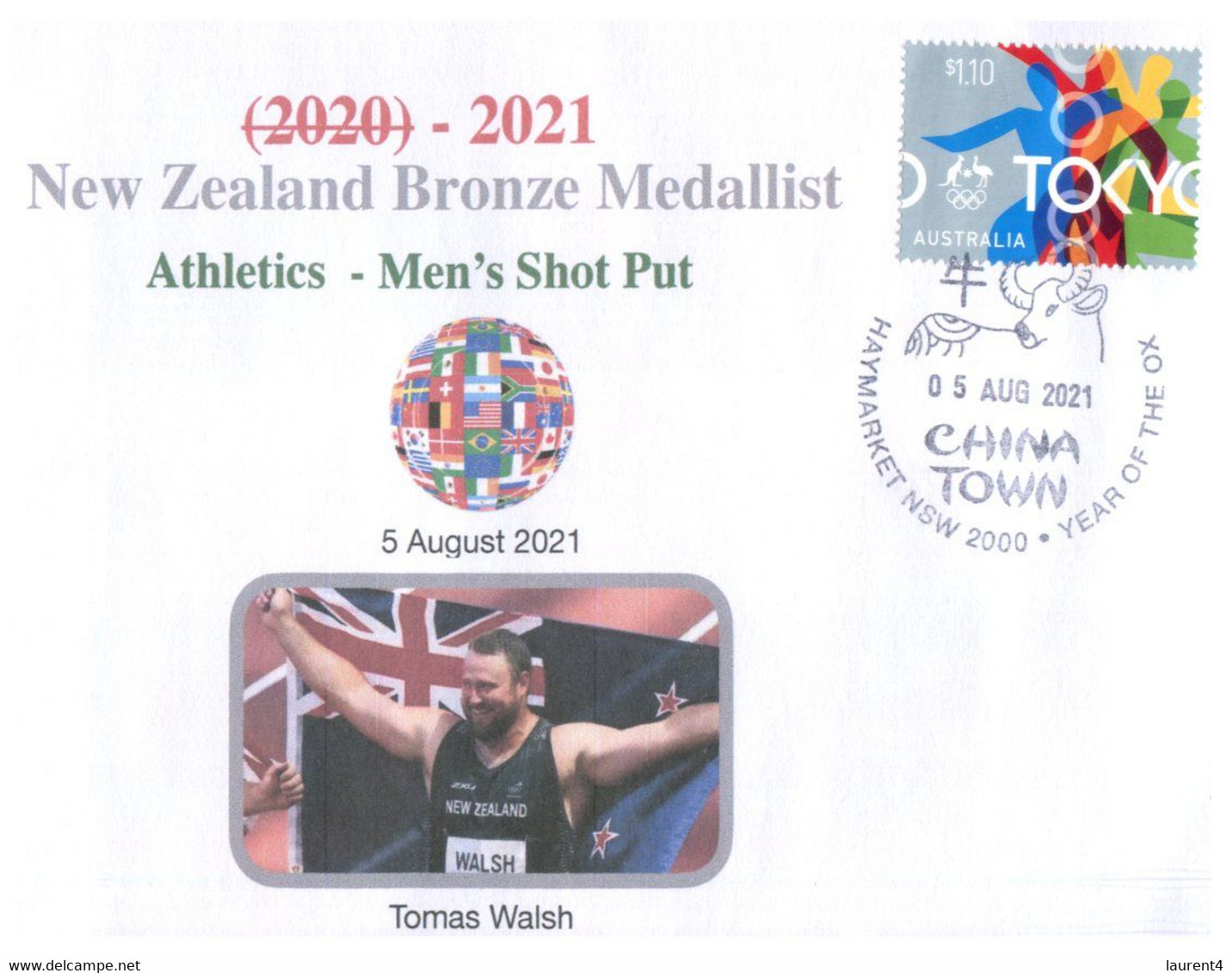 (XX 18 A) 2020 Tokyo Summer Olympic Games - New Zealand Bronze Medal 5-8-2021 - Men's Shot Put (new Olympic Stamp) - Summer 2020: Tokyo