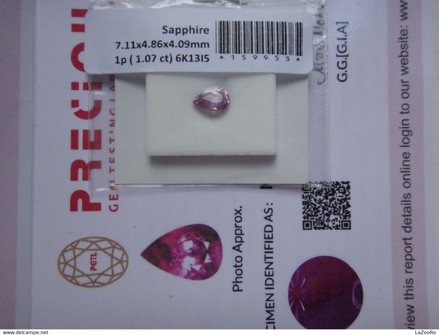 LaZooRo: Sapphire 1.07ct - Certificate - Saphir