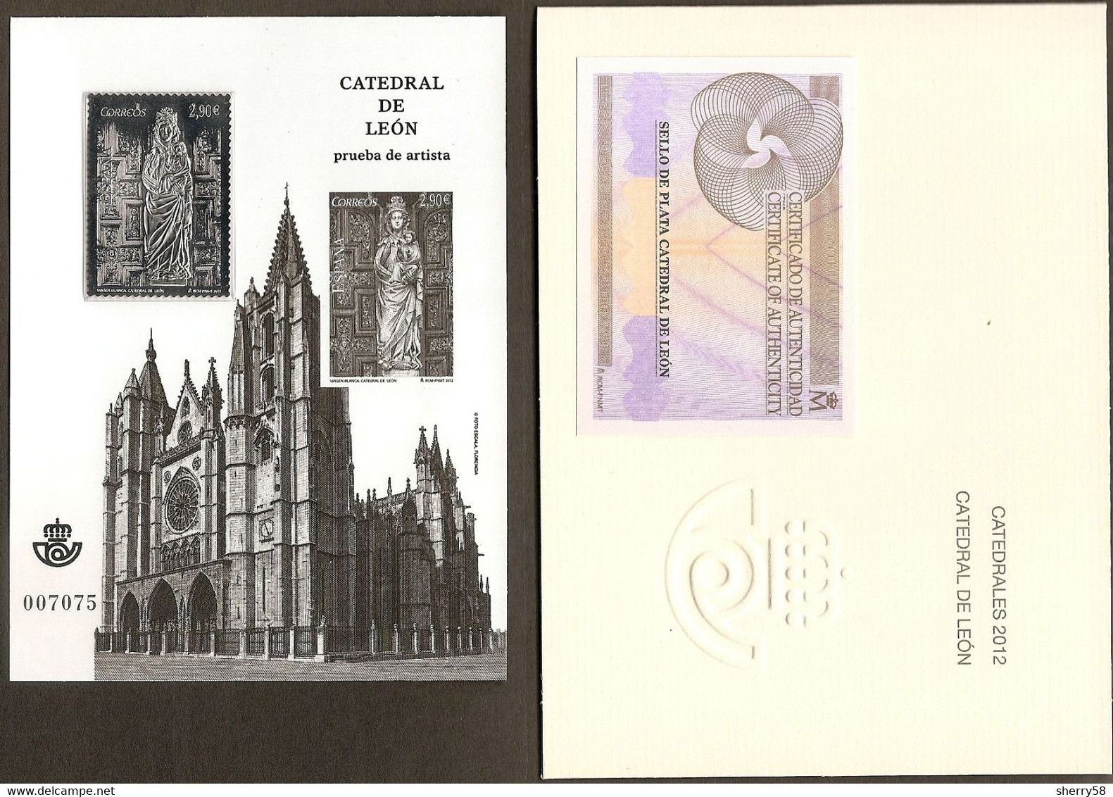 2012-PRUEBA DE ARTISTA Nº 110-CATEDRAL DE LEÓN CON SELLO DE PLATA- - Proofs & Reprints