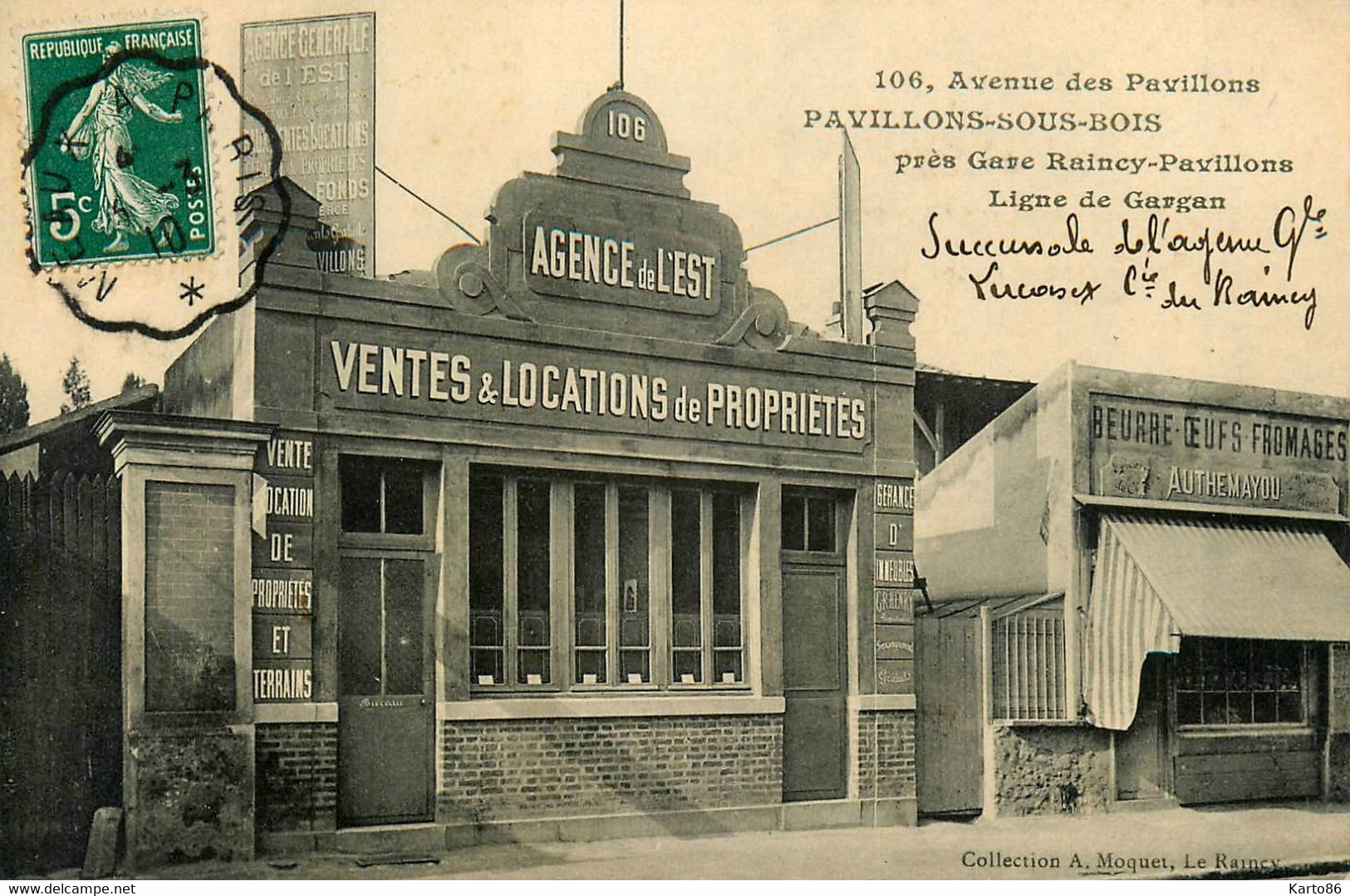 Les Pavillons Sous Bois * Agence De L'Est LUCAS & Cie , Avenue Des Pavillons Près Gare Raincy Ligne Gargan + CACHET - Les Pavillons Sous Bois