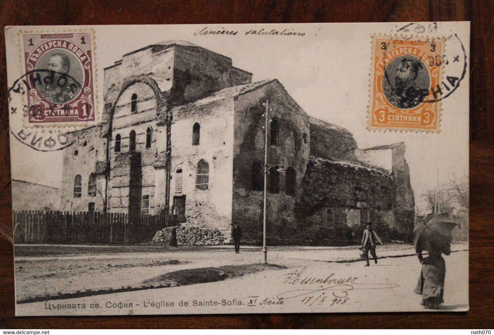 1908 CPA AK Eglise De Sainte Sofia Bulgarie Gruss Aus Cover Mail Bulgaria Voyagée Animée - Briefe U. Dokumente