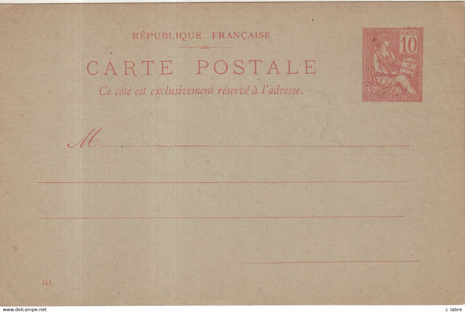 FRANCE : ENTIER POSTAL . 10 Cts . TYPE MOUCHON . CPA  . " PUBLICITE POSTALE . SERIE 107 " . 1901 . - Postales Tipos Y (antes De 1995)