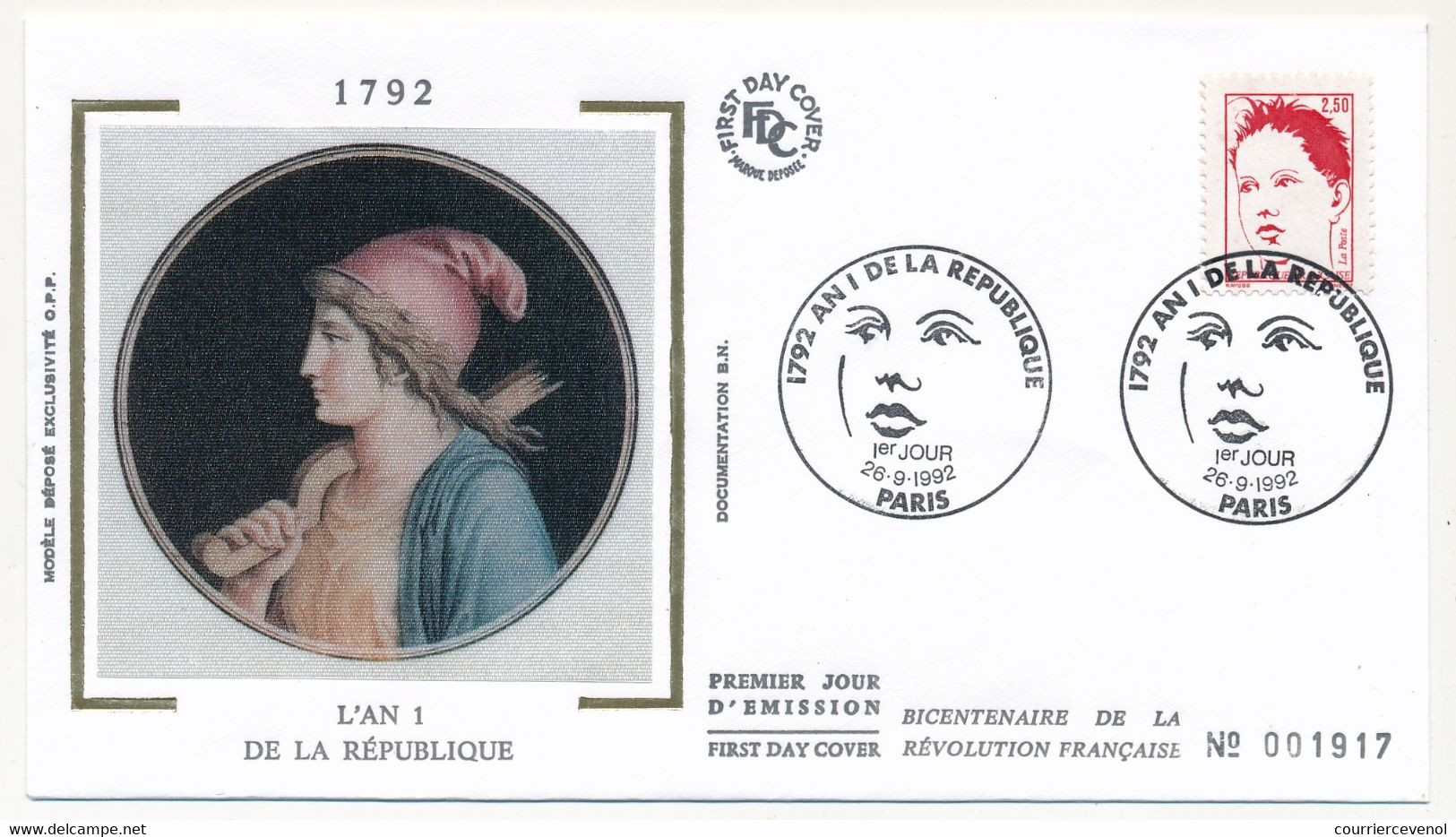 FRANCE => 4 Enveloppes FDC / Soie - Bicentenaire De La Révolution - AN1 De La République - 1992 - 1990-1999