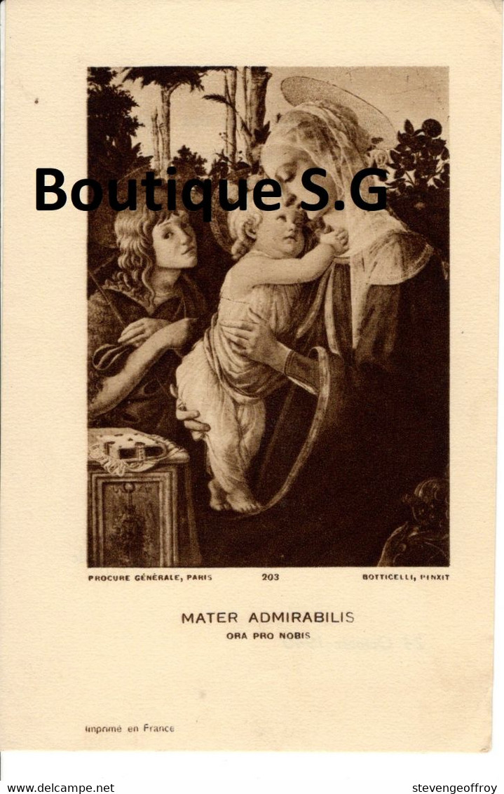 Image Pieuse Croyance Religion Mater Admirabilis Ora Pro Nobis Rene Auvray Cure De Saint Louis En L Ile 1940 Paroisse - Santini