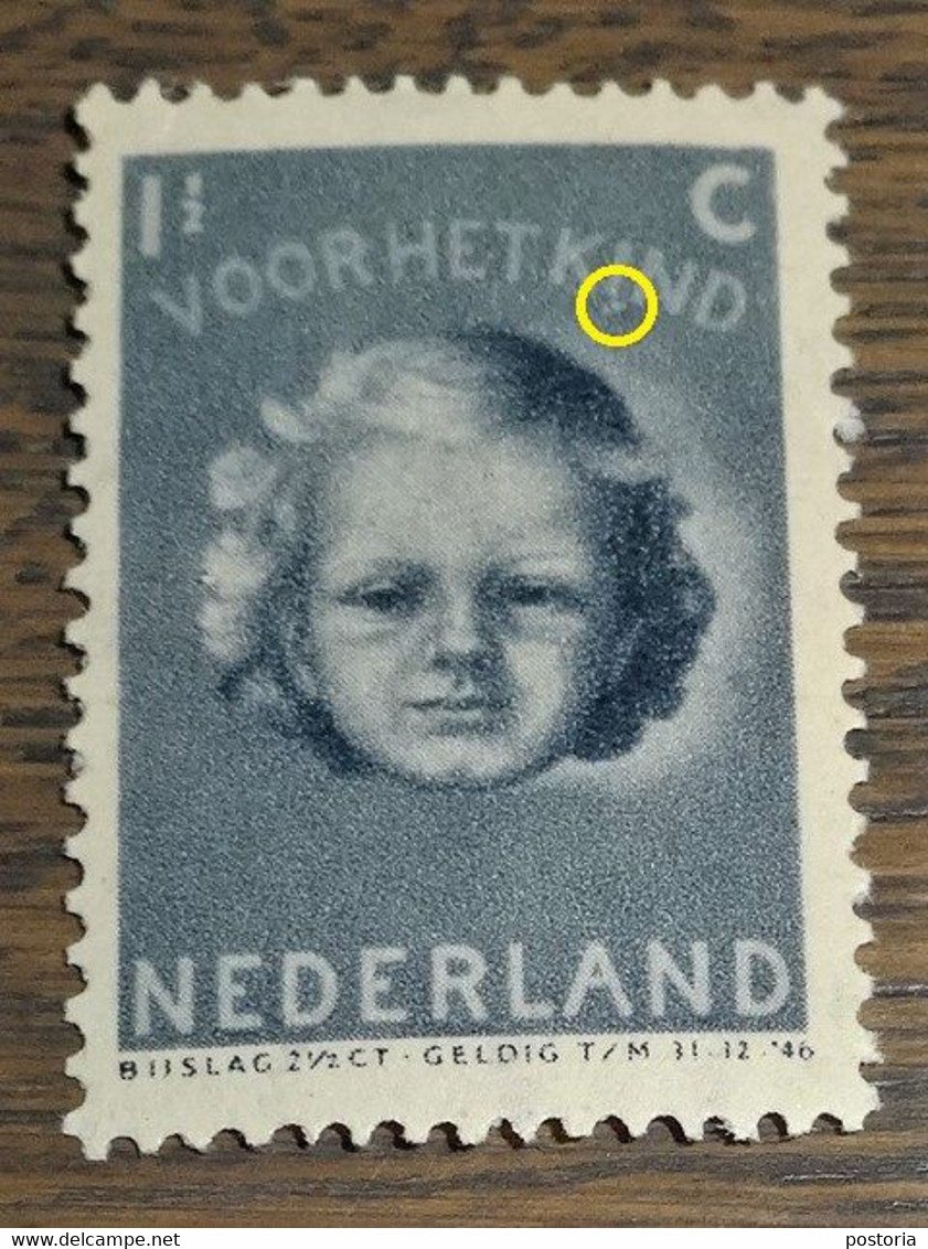 Nederland - MAST - 444 PM2 - 1945 - Plaatfout - Postfris - Wit Streepje Onder De I Van KIND - Variétés Et Curiosités