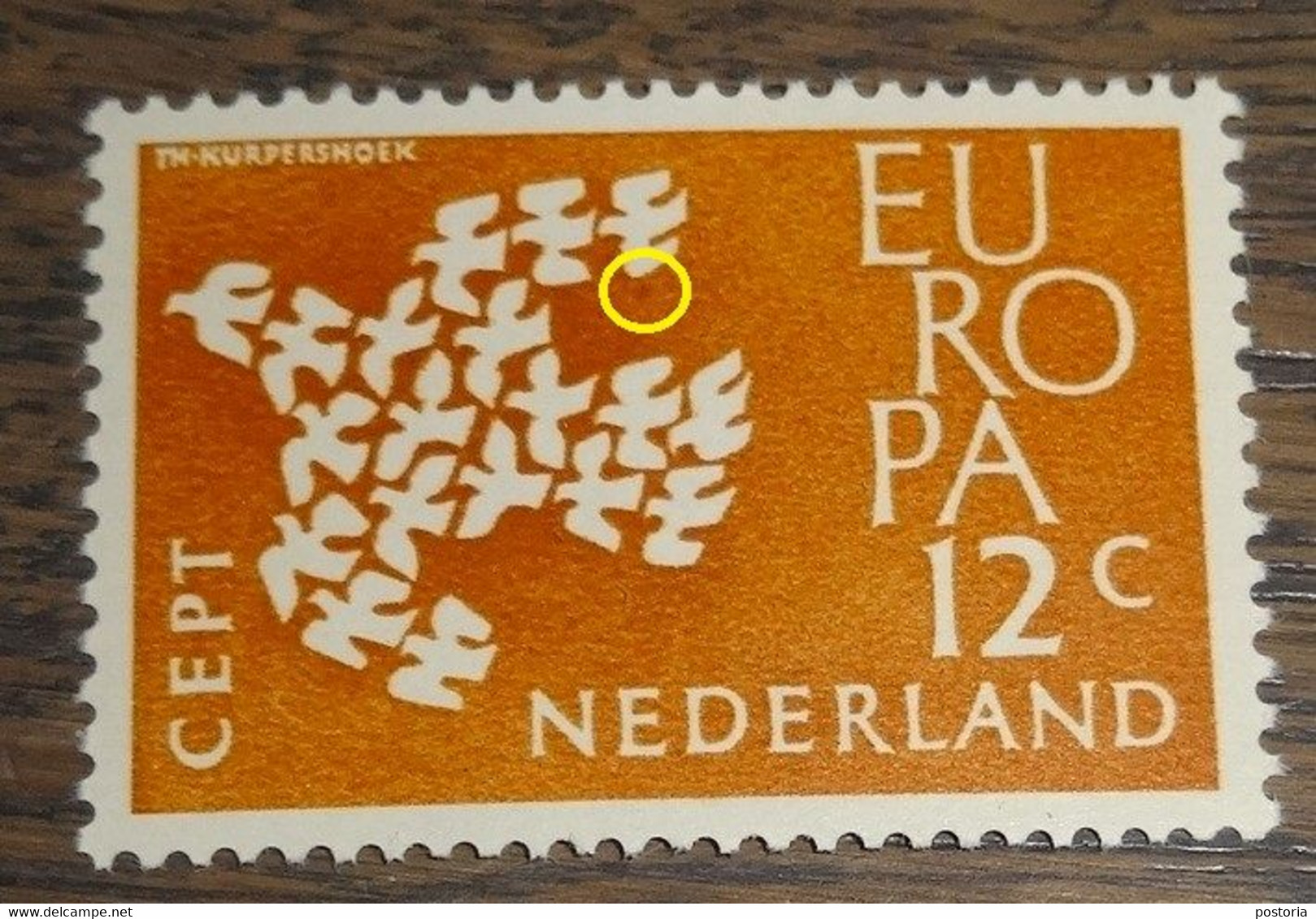 Nederland - MAST - 757 PM - 1961 - Plaatfout - Postfris - Donkere Vlek Onder Rechtervleugel - Plaatfouten En Curiosa