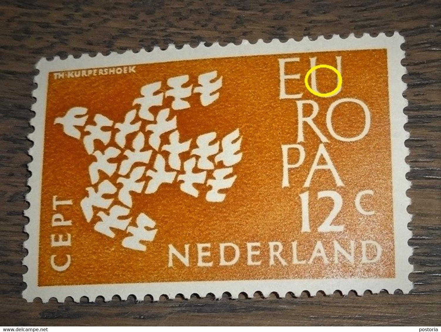 Nederland - MAST - 757 PM1 - 1961 - Plaatfout - Postfris - Vlek In U Van EU - Variétés Et Curiosités