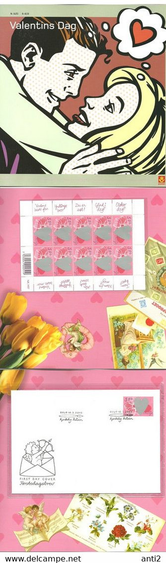 Norway 2003 Valentin Day   Mi 1462 MNH Sheet And FDC Single In Folder - Lettres & Documents
