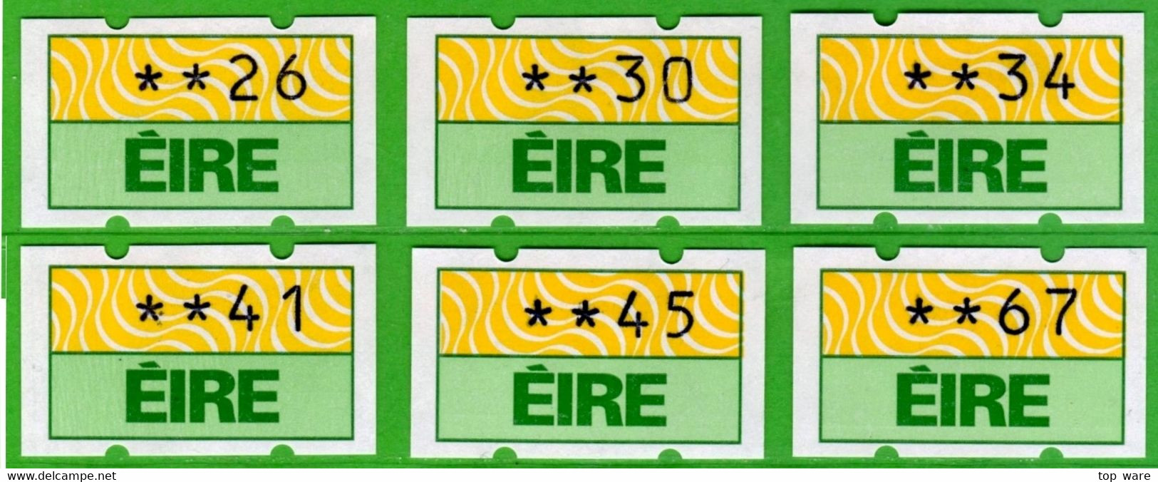 EIRE Ireland 1990 The Very First Soar Stamps Standard Set MNH / ATM Automatenmarken Distributeur Vending Machine Kiosk - Vignettes D'affranchissement (Frama)