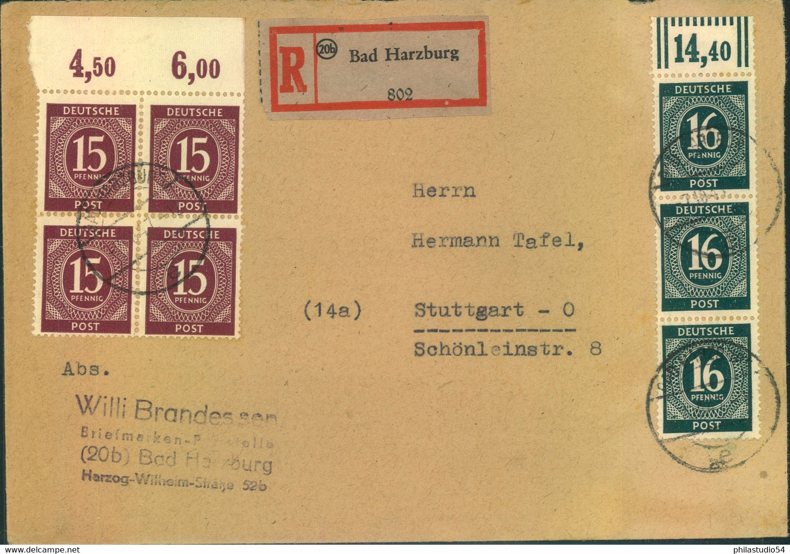 1947, Einschreiben Ab BAD HARZBURG Oberränder, Siehe Foto - Andere & Zonder Classificatie