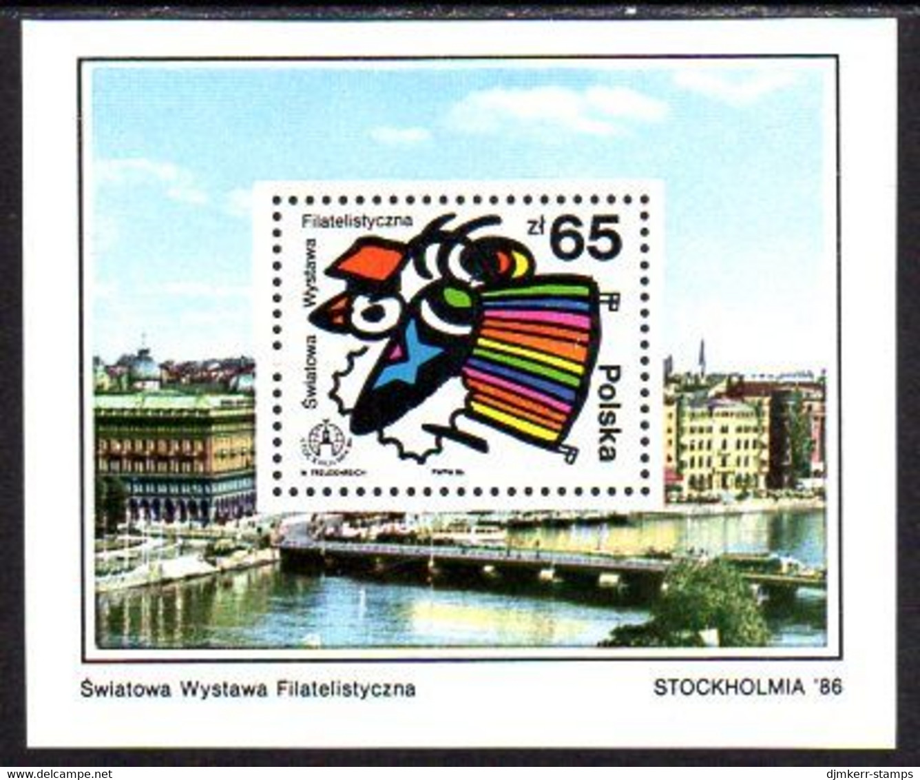 POLAND 1986 STOCKHOLMIA Philatelic Exhibition Block MNH / **.  Michel Block 100 - Unused Stamps