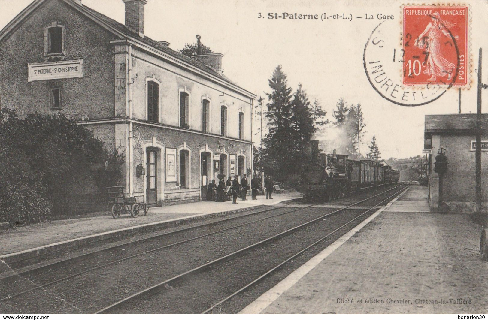 CPA 37 SAINT-PATERNE   LA GARE ANIMEE TRAIN ETAT - Altri & Non Classificati