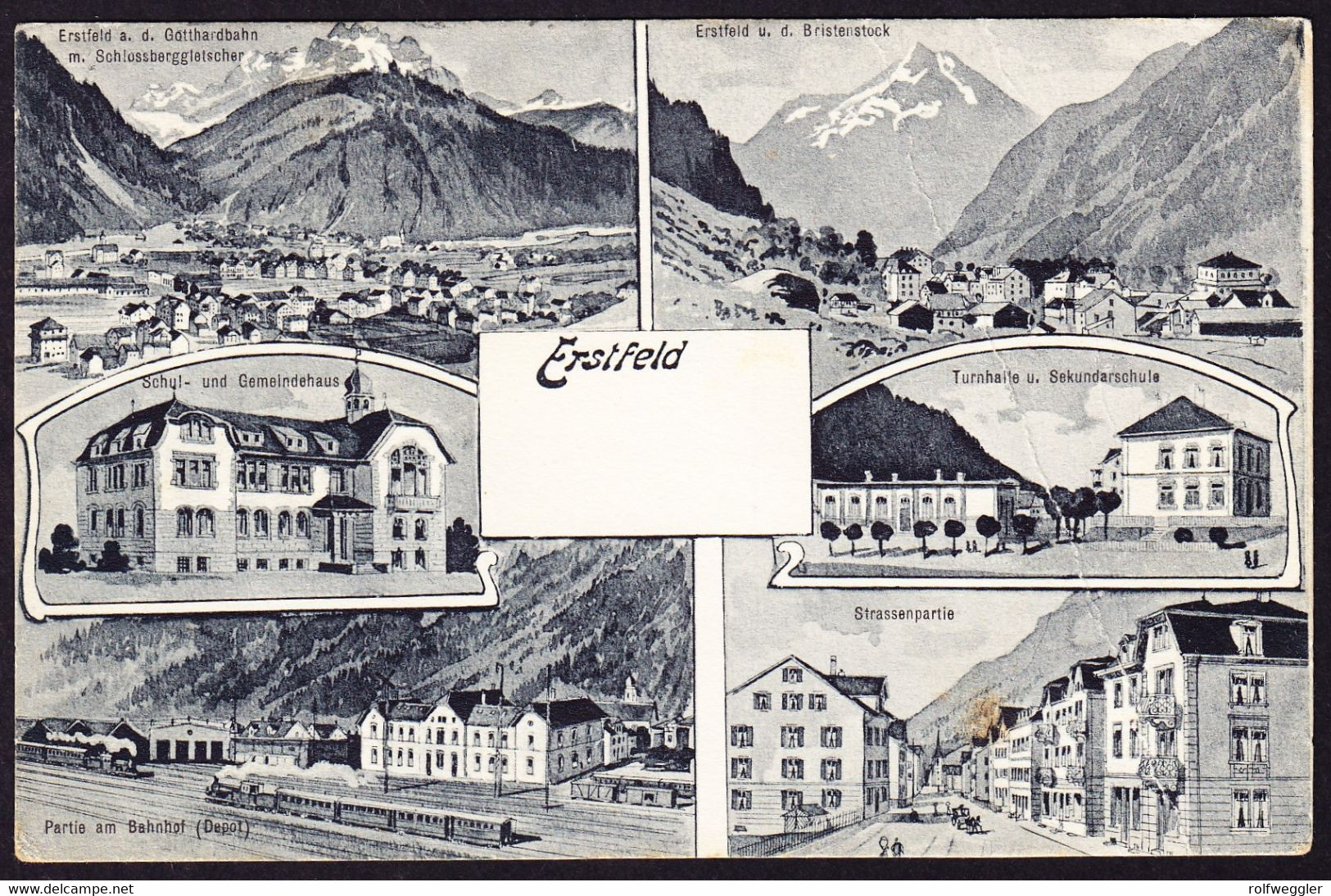 1908  6 Bildrige Kunstkarte Aus Erstfeld. Rechts Büge Und Etwas Fleckig. - Erstfeld