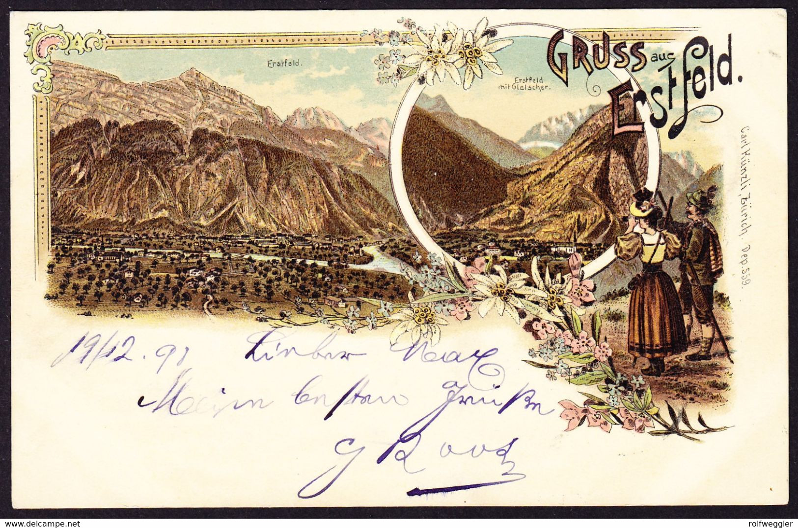 1898 Gelaufene Litho AK Mit Bahnstempel. Gruss Aus Erstfeld. - Erstfeld