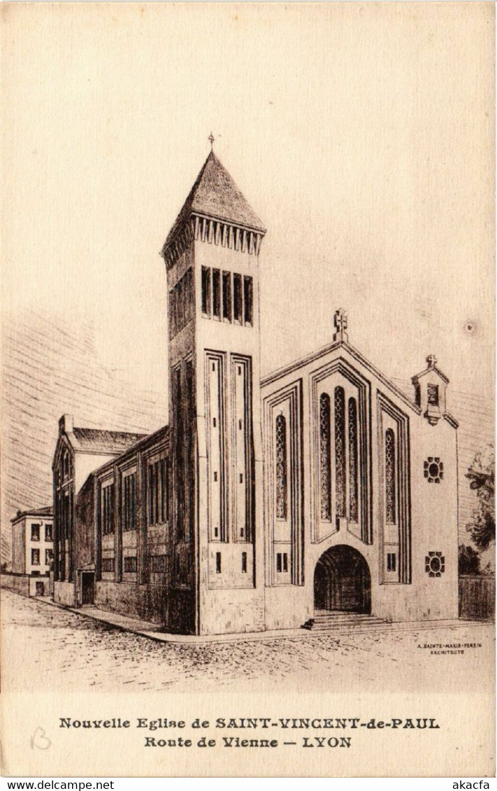 CPA AK Nouvelle Église De St-Vincent De Paul - Route De VIENNE - LYON (470011) - Lyon 8