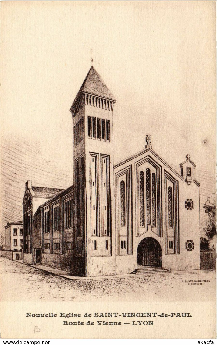 CPA AK Nouvelle Église De St-Vincent De Paul - Route De VIENNE - LYON (470012) - Lyon 8