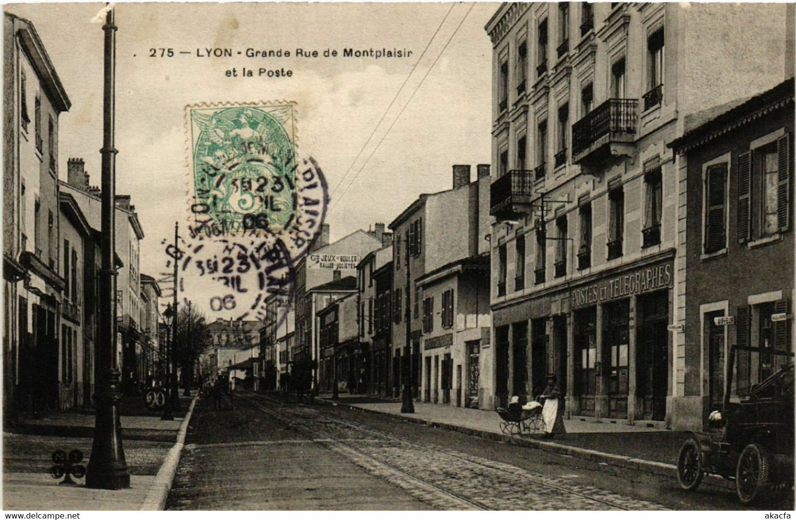 CPA AK LYON - Grande Rue De Montplaisir Et La Poste (470368) - Lyon 8