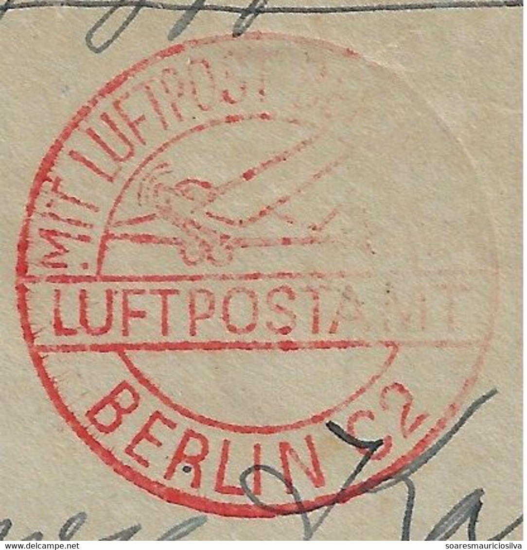 Brazil 1932 Airmail Condor Graf Zeppelin Cover From Santos To Hamburg Germany LZ-127 Friedrichshafen Flight To Berlin - Poste Aérienne (Compagnies Privées)