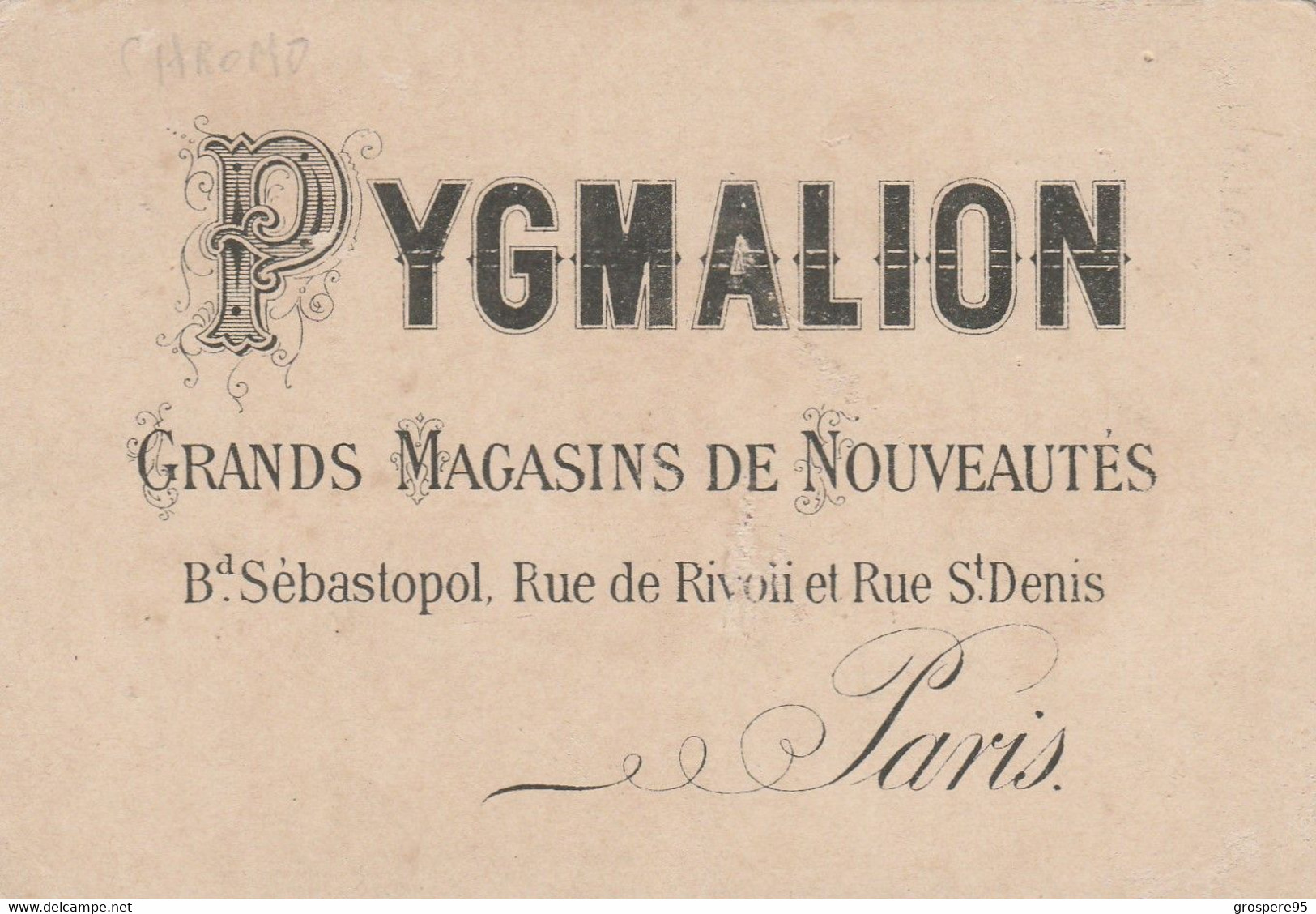 CHROMOS PYGMALION GRANDS MAGASINS NOUVEAUTES JAPON PEU COURANTE - Autres & Non Classés