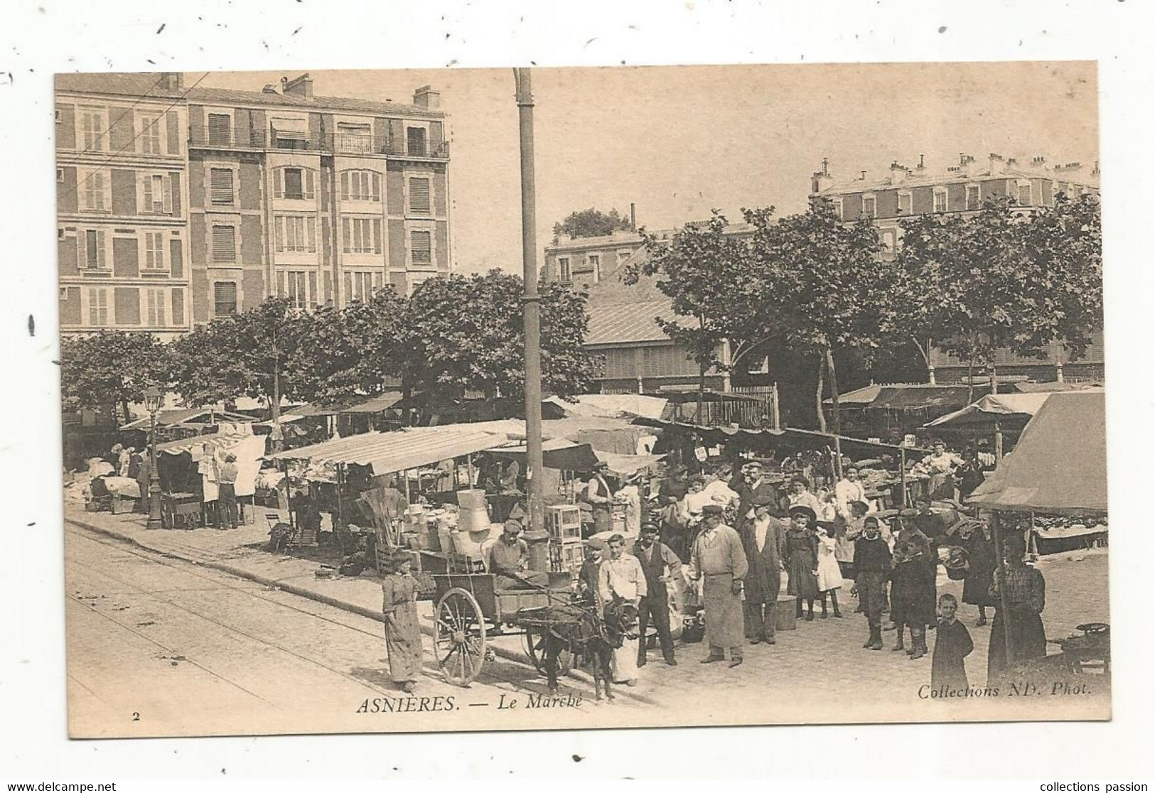 Cp , Commerce ,  Le Marché , 92 , ASNIERES ,vierge , Attelage - Mercati