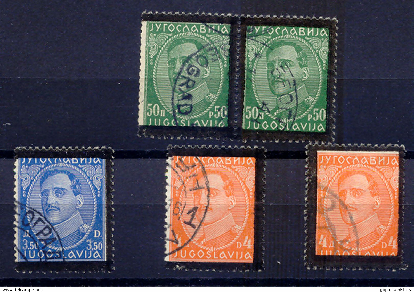 JUGOSLAWIEN 1934 Tod Von König Alexander, 50 Pa. Paar Und 3,50 U. 4 Din, ABARTEN - Imperforates, Proofs & Errors