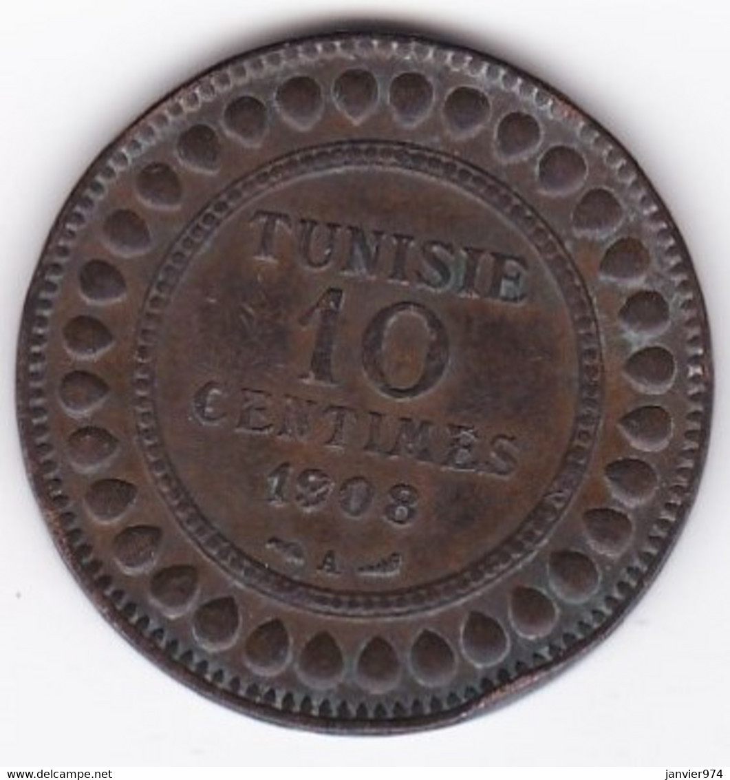 PROTECTORAT FRANCAIS. 10 CENTIMES 1908 A. BRONZE - Tunisia