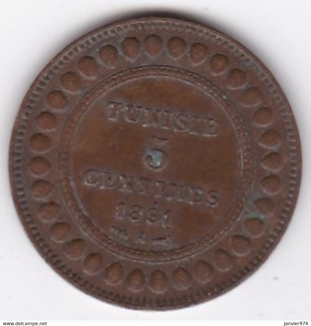 PROTECTORAT FRANCAIS. 5 CENTIMES 1891 A .BRONZE - Tunisia