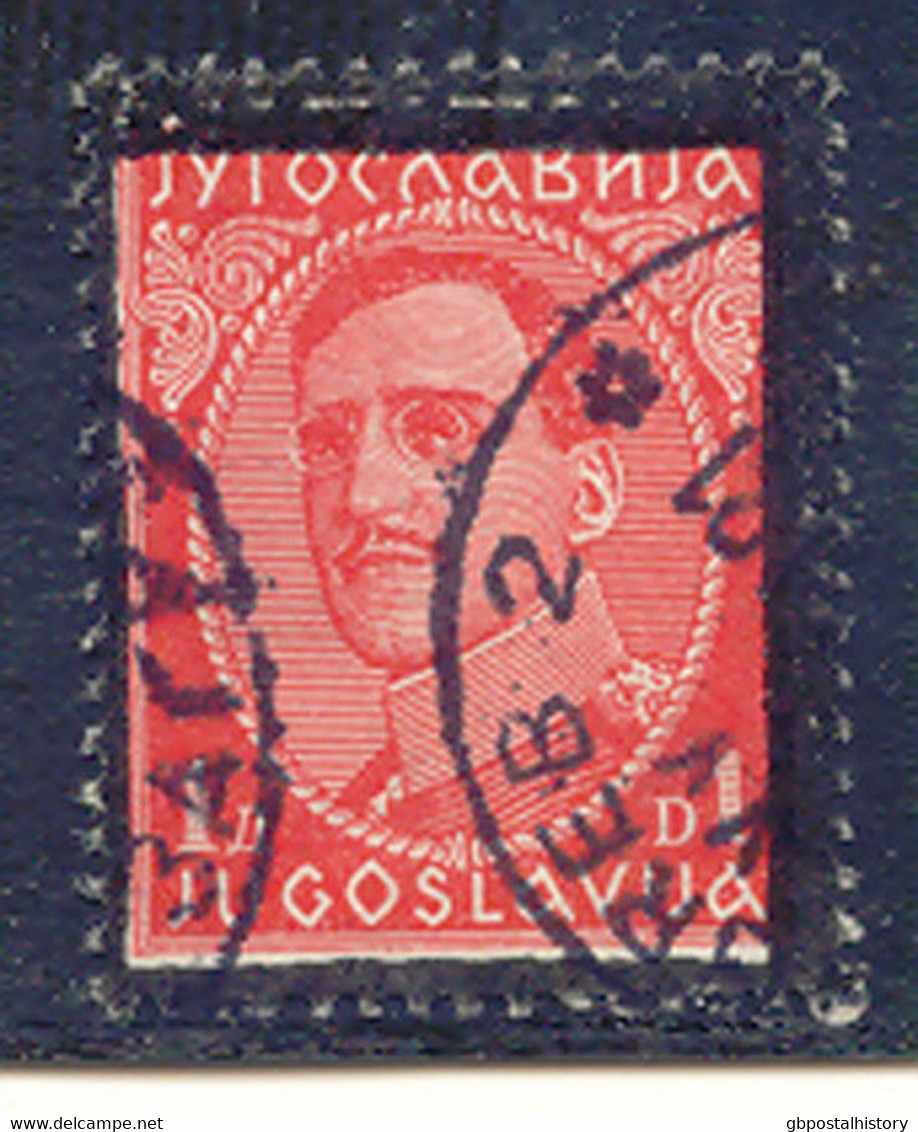 JUGOSLAWIEN 1934 Tod Von König Alexander 1 Din Schwarz/dunkelrot Gest. ABART DD - Imperforates, Proofs & Errors