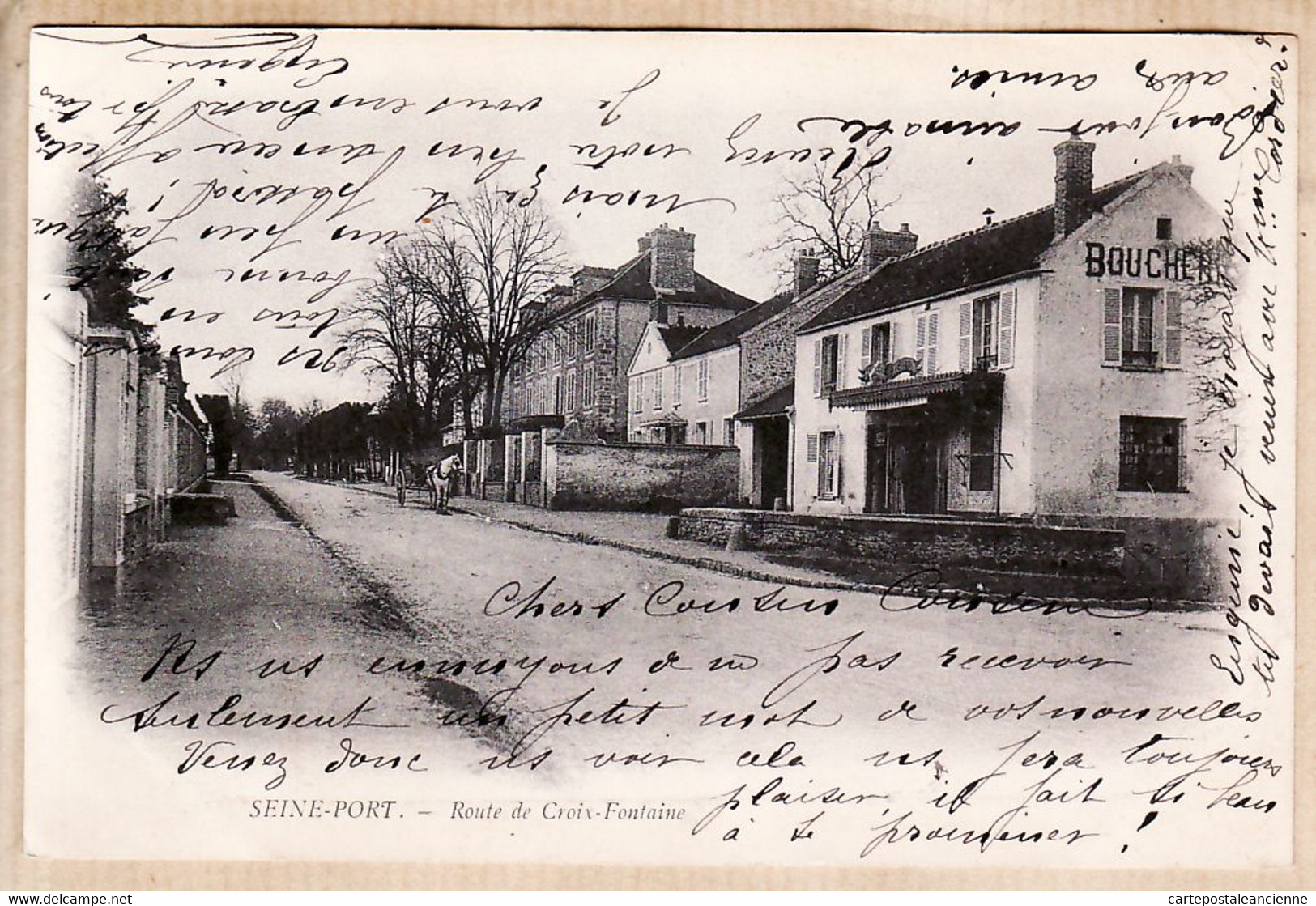 X77104  ♥️ SEINE-PORT Seine Marne Boucherie Route De CROIX FONTAINE 21.-08-1903 à GIRAULT Café Seine Marne Montereau - Otros & Sin Clasificación