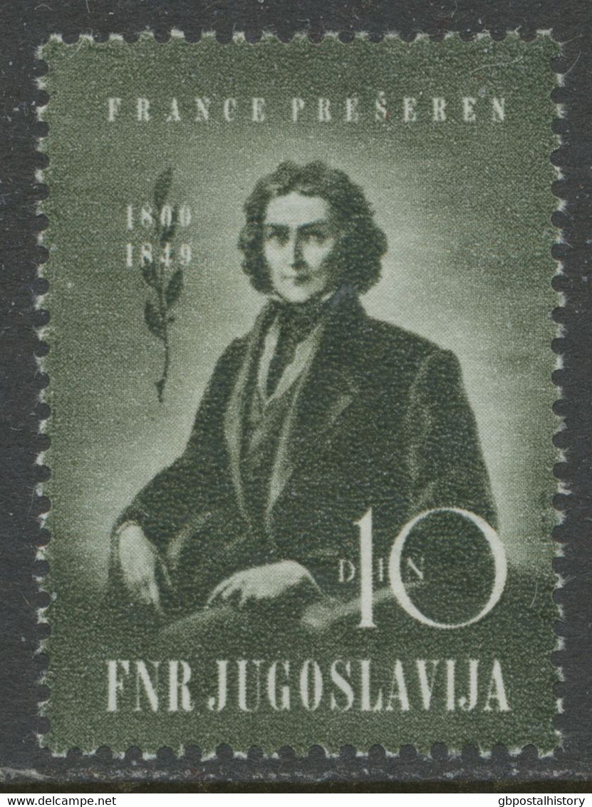 JUGOSLAWIEN 1949 100.Todestag Franc Preserens 1800-1849 Slowenischer Dichter * FEHLFARBE - Geschnittene, Druckproben Und Abarten