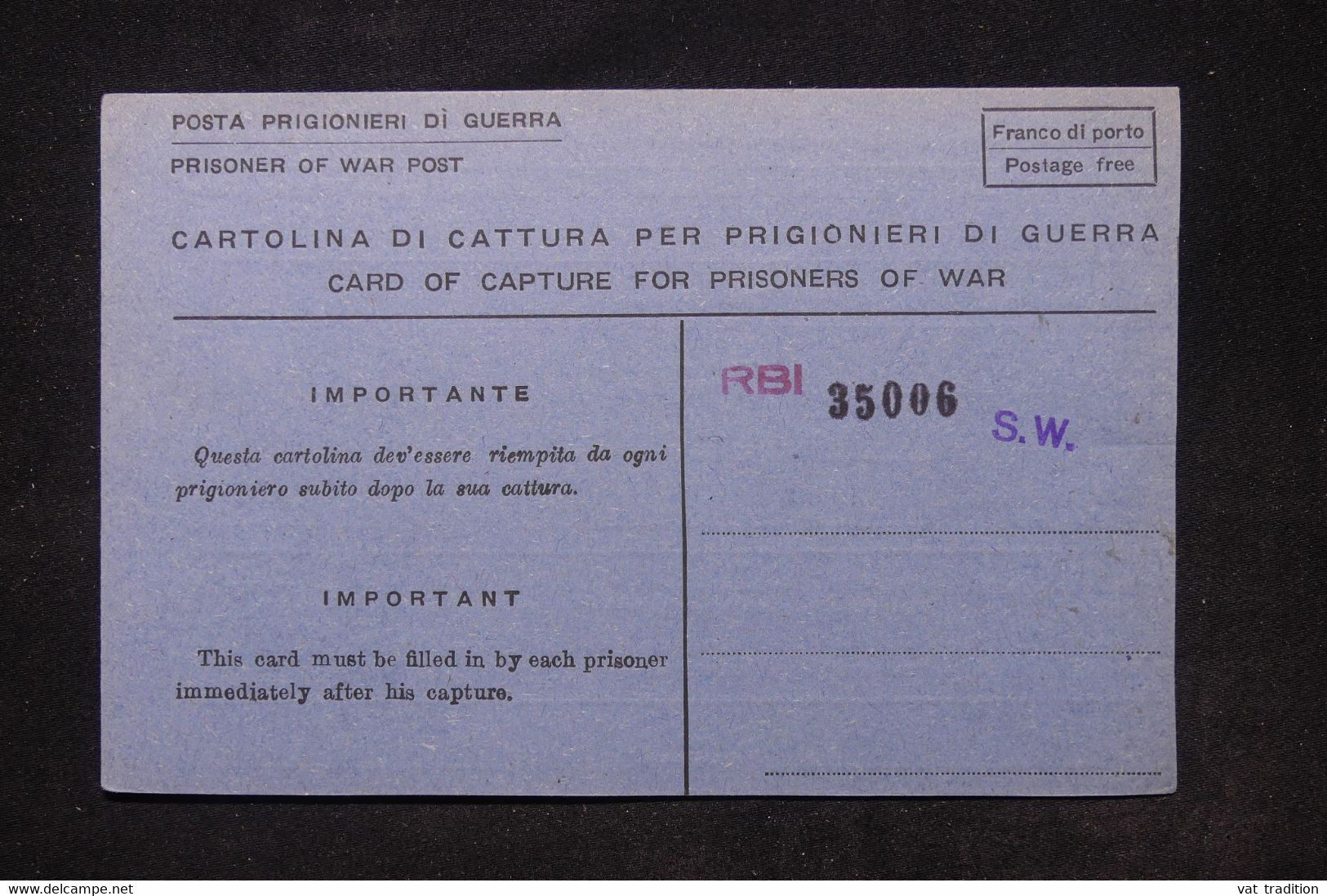 INDE - Carte De Prisonnier De Guerre Indien (armée Anglaise) En 1943 Par L Italie - L 104390 - 1936-47 Roi Georges VI