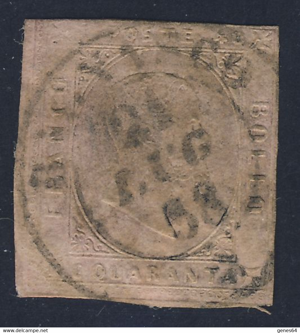 II Emissione - 1853 - 40 C.rosa Annullato - Sardinia