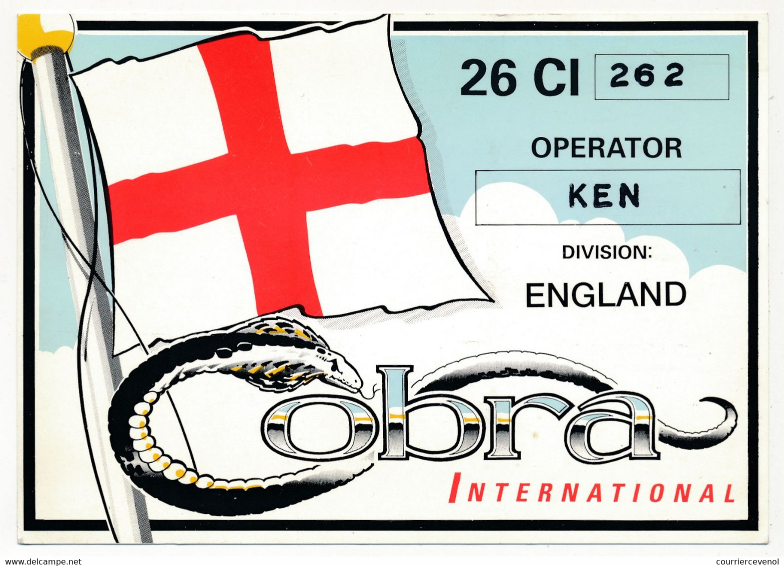 FRANCE - Carte Radio-amateur - Cobra International / KEN / England - 29 CI 262 - 1993 - Radio-amateur