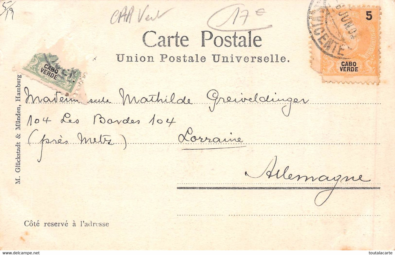 CPA CAP VERT CABO VERDE S. VICENTE   1904 - Kaapverdische Eilanden