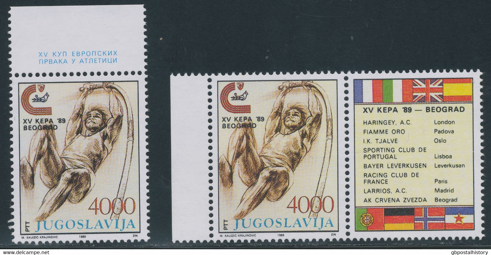 JUGOSLAWIEN 1989 Leichtathletik-Europapokal Der Mannschaftsmeister ** FARB-ABART - Non Dentelés, épreuves & Variétés