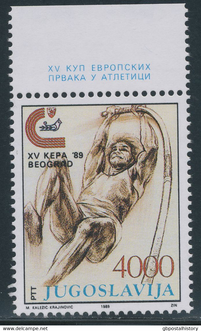 JUGOSLAWIEN 1989 Leichtathletik-Europapokal Der Mannschaftsmeister ** FARB-ABART - Non Dentelés, épreuves & Variétés