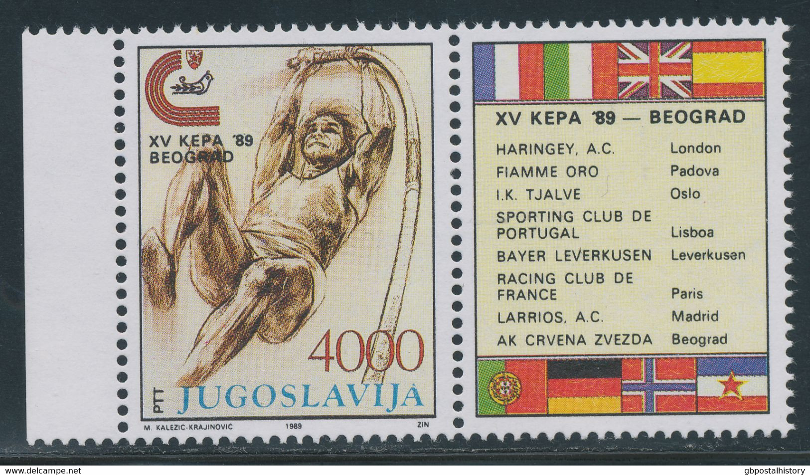 JUGOSLAWIEN 1989 Leichtathletik-Europapokal Der Mannschaftsmeister ** FARB-ABART - Non Dentelés, épreuves & Variétés