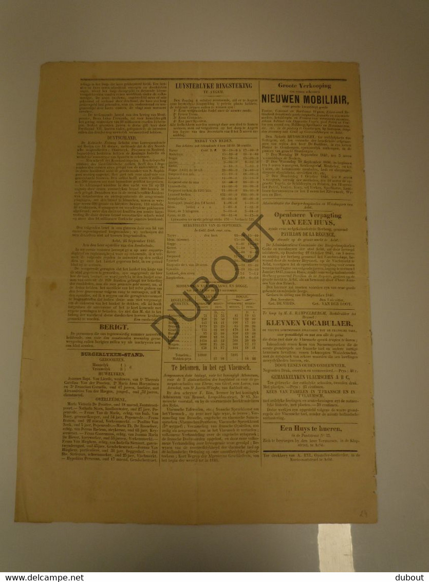 Krant: AALST: Den Dender-Bode 27 Sept 1846 1ste Jaargang, Nr 2 (N706) - Algemene Informatie