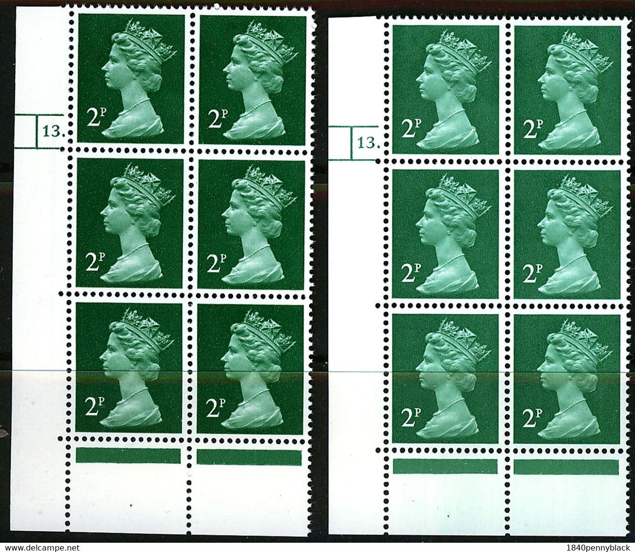 GB Machin 2p All-over Phosphor SG X926 Cylinder 13 Dot On Matt Paper And Same On Shiny MNH Unmounted Mint - Machins