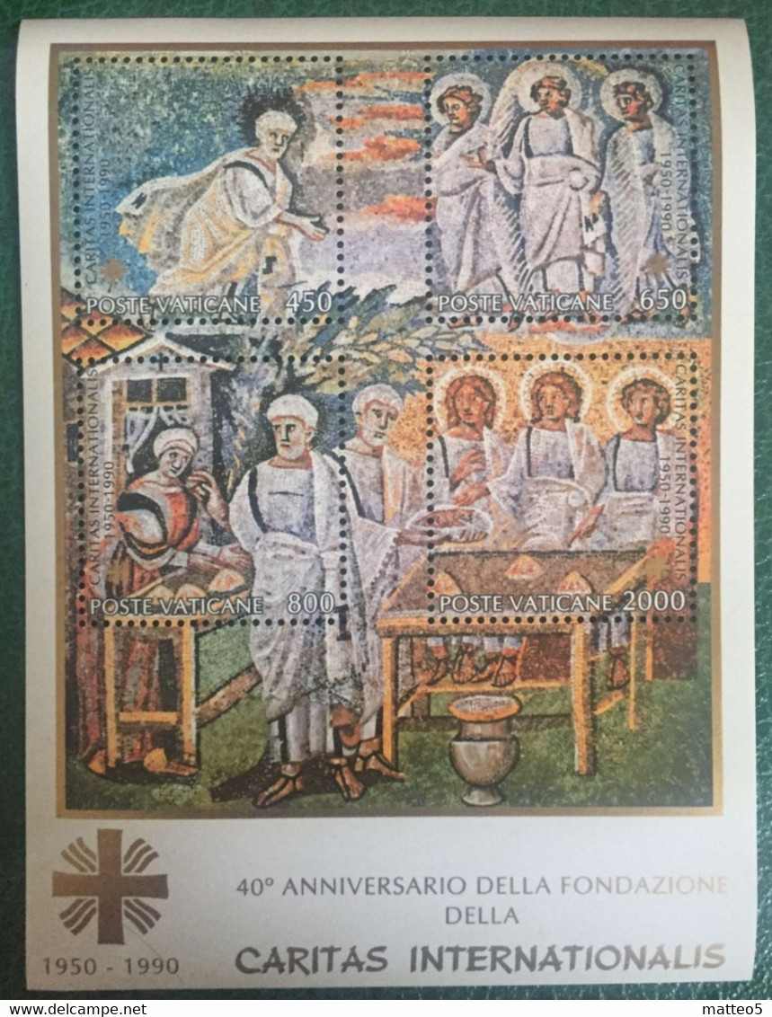 1990 - Vaticano - Foglietto Nuovo - 40° Anniversario Della Fondazione Della Caritas Internationalis - Quattro Valori - Markenheftchen