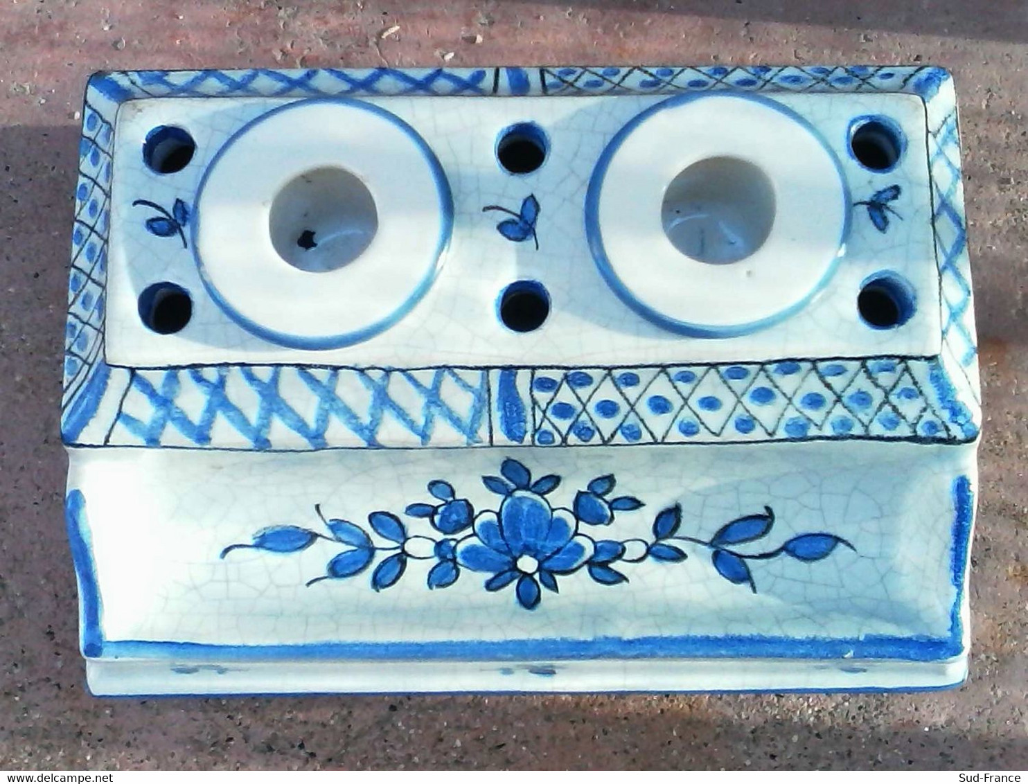 Encrier Double De Bureau Faience - Inkwells