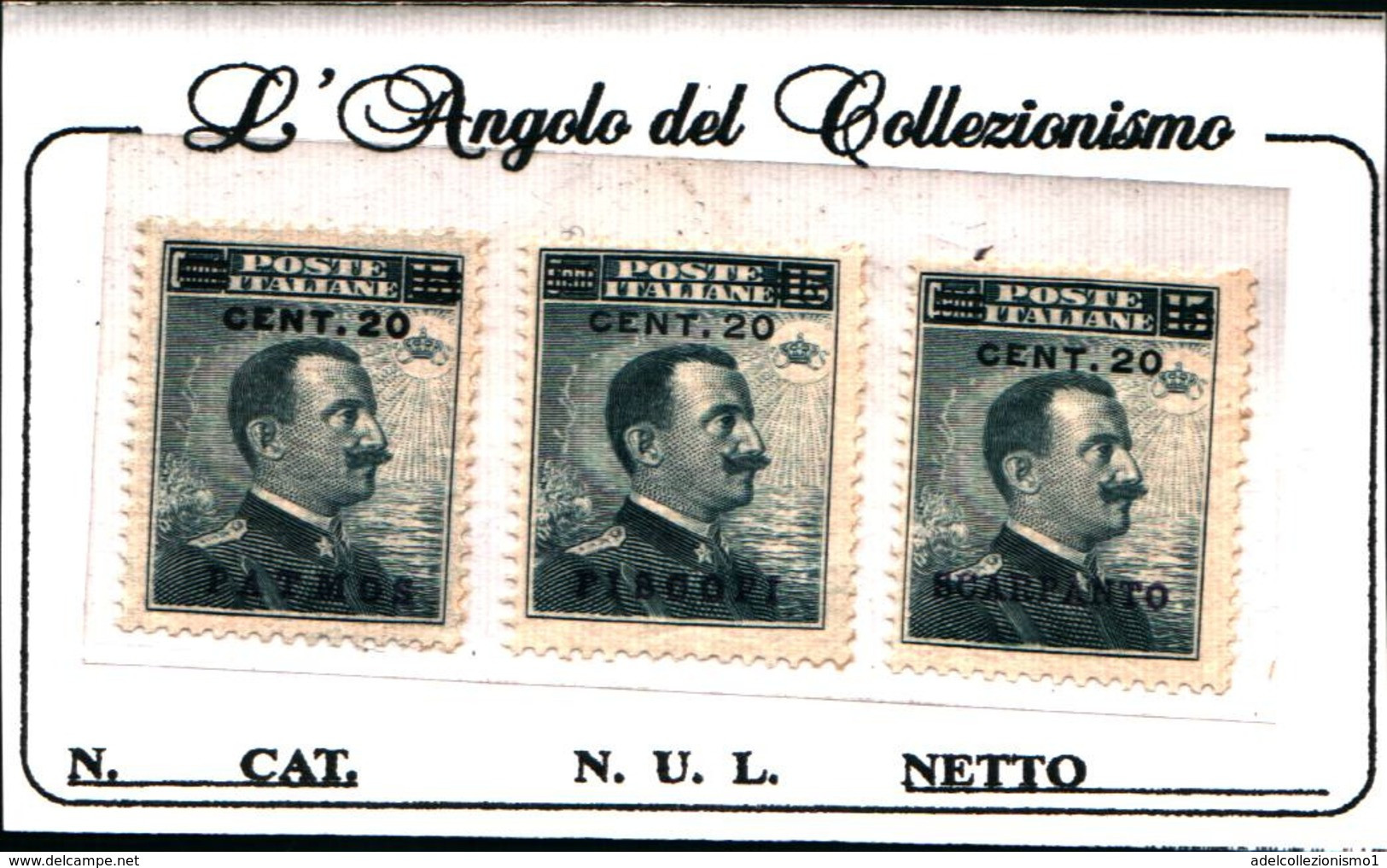90860) EGEO-PATMO-PISCOPI-SCARPANTO-Effigie Di Vittorio Emanuele III - Gennaio 1916-MLH* - Ägäis (Lero)