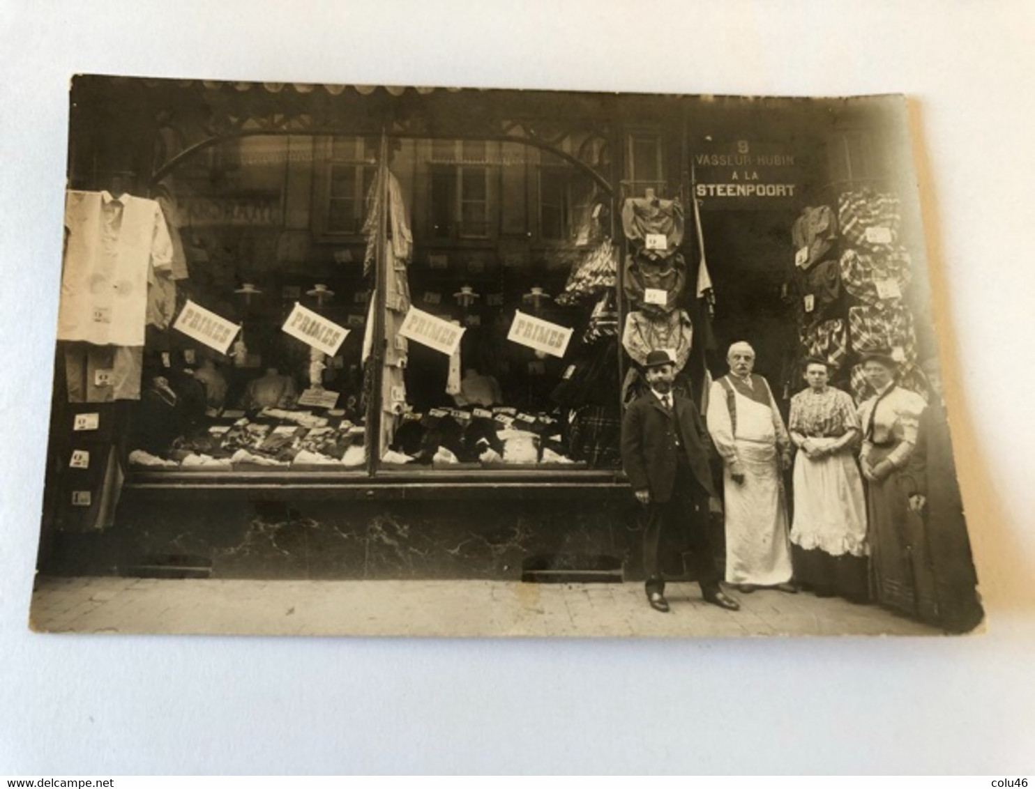 Rare Et Unique Carte Photo Magasin Bruxelles Vasseur Hubin à La Steenpoort Patron Et Personnel - Straßenhandel Und Kleingewerbe