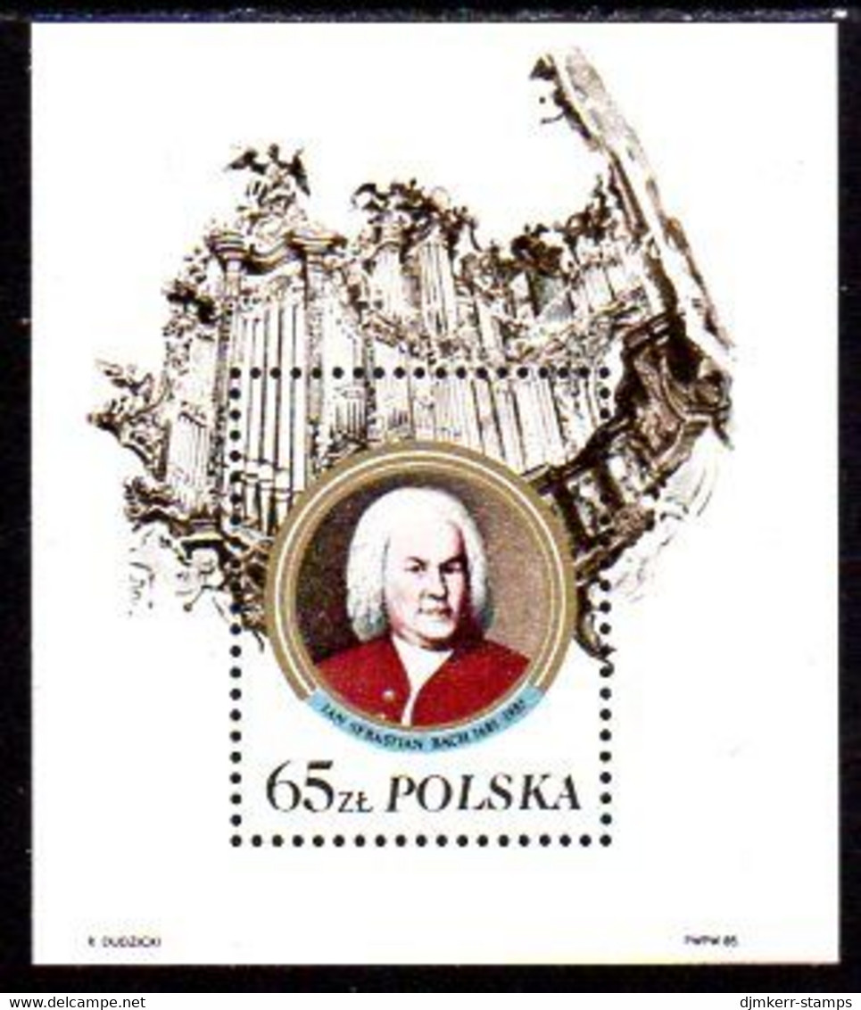 POLAND 1985 Bach Tercentenary Block  MNH / **.  Michel Block 97 I - Blocks & Sheetlets & Panes