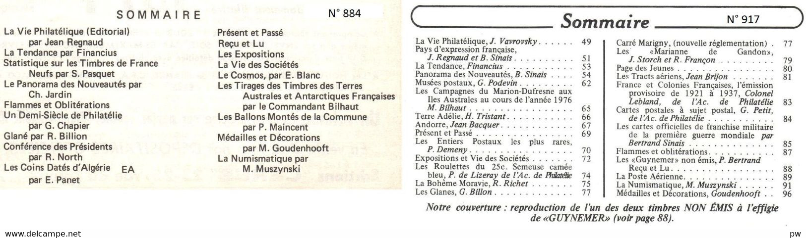 REVUE L'ECHANGISTE UNIVERSEL N° 884 Et 917 Février 1974 Et Mars 1977 - Français (àpd. 1941)