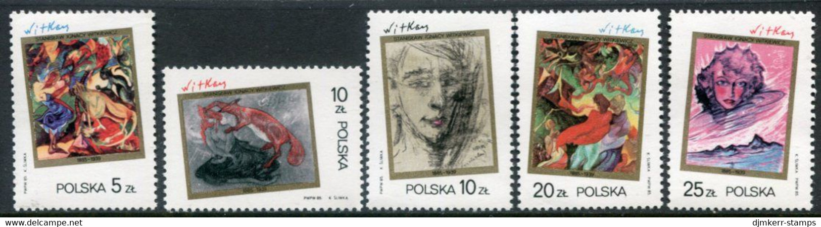 POLAND 1985 Witkiewicz Centenary MNH / **.  Michel 3007-11 - Unused Stamps