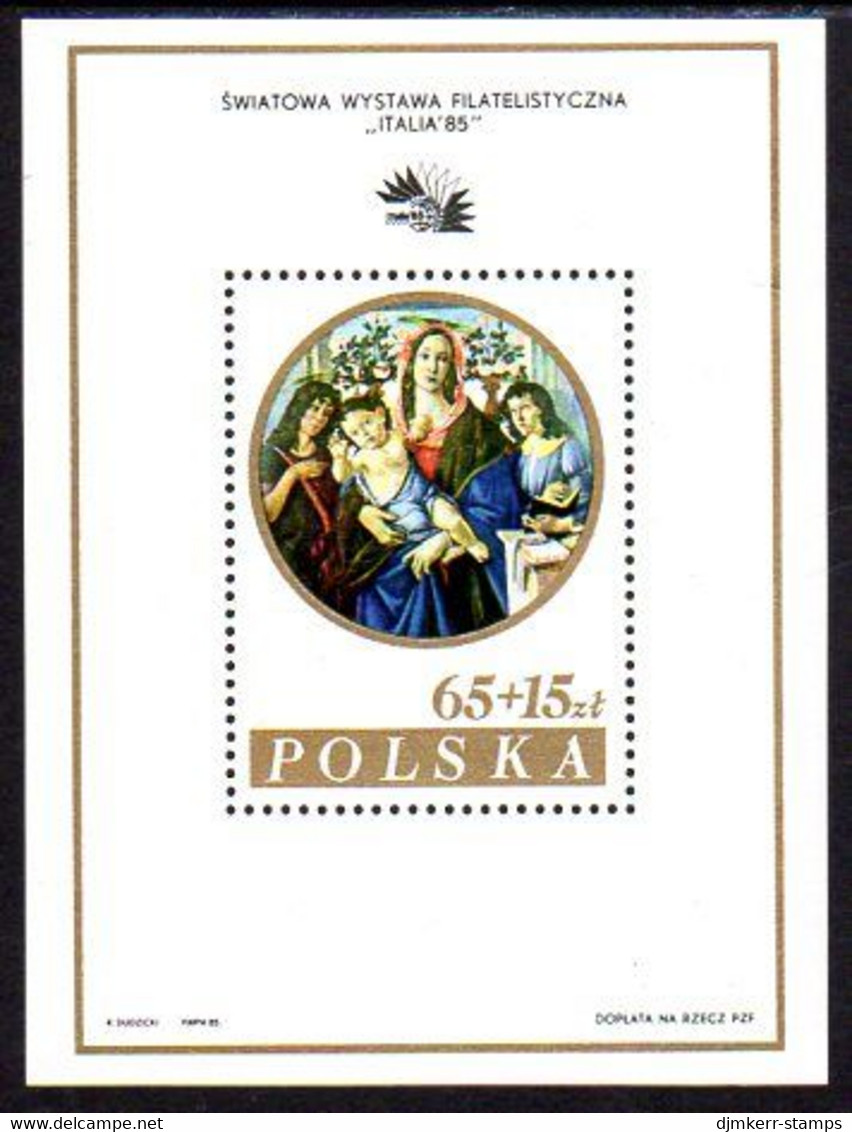 POLAND 1985 ITALIA Philatelic Exhibition Block  MNH / **.  Michel Block 96 I - Blocks & Sheetlets & Panes