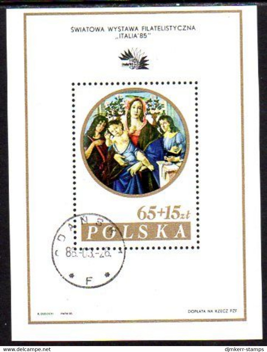 POLAND 1985 ITALIA Philatelic Exhibition Block  Used.  Michel Block 96 I - Gebruikt