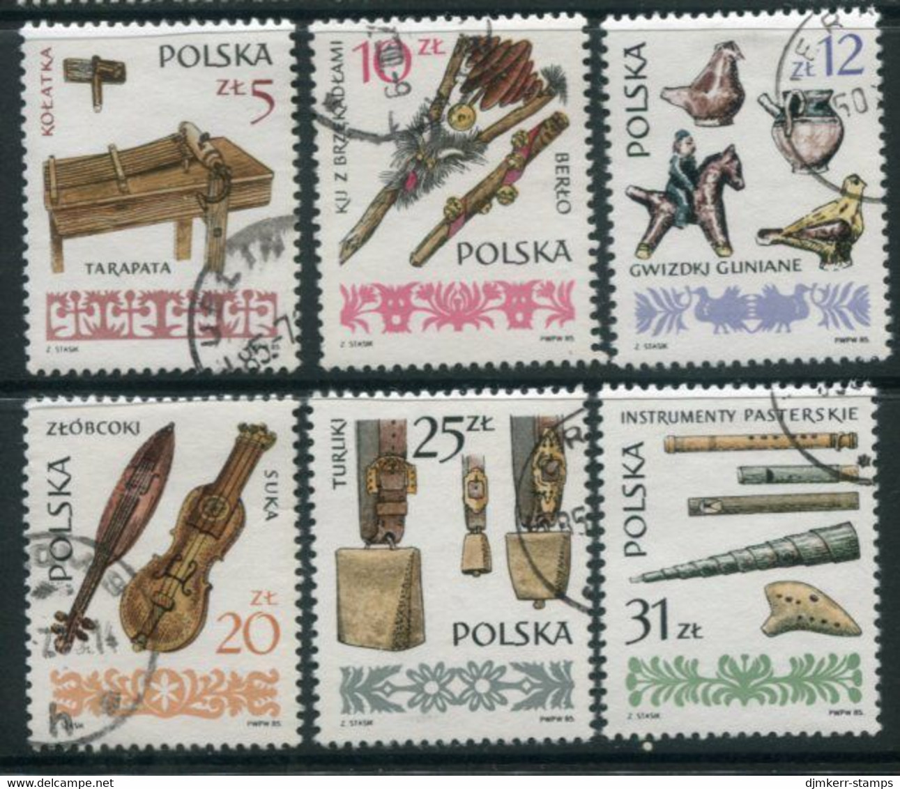 POLAND 1985 Traditional Musical Instruments II Used.  Michel 2979-84 - Used Stamps